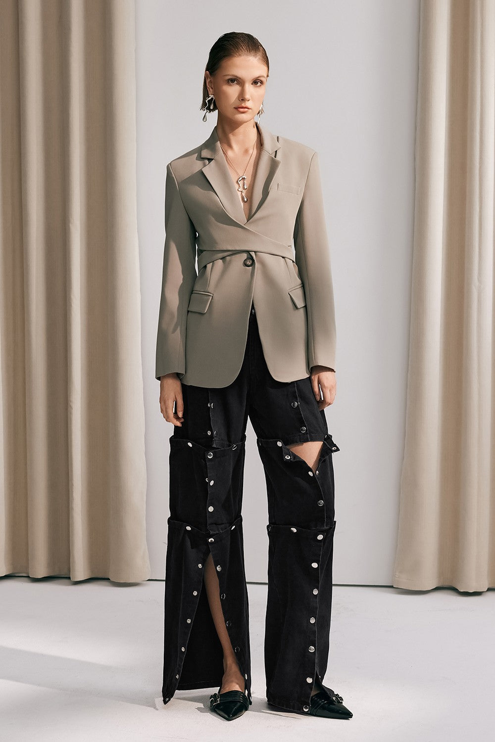 Nieve Çapraz Bağcıklı Dalma Blazer