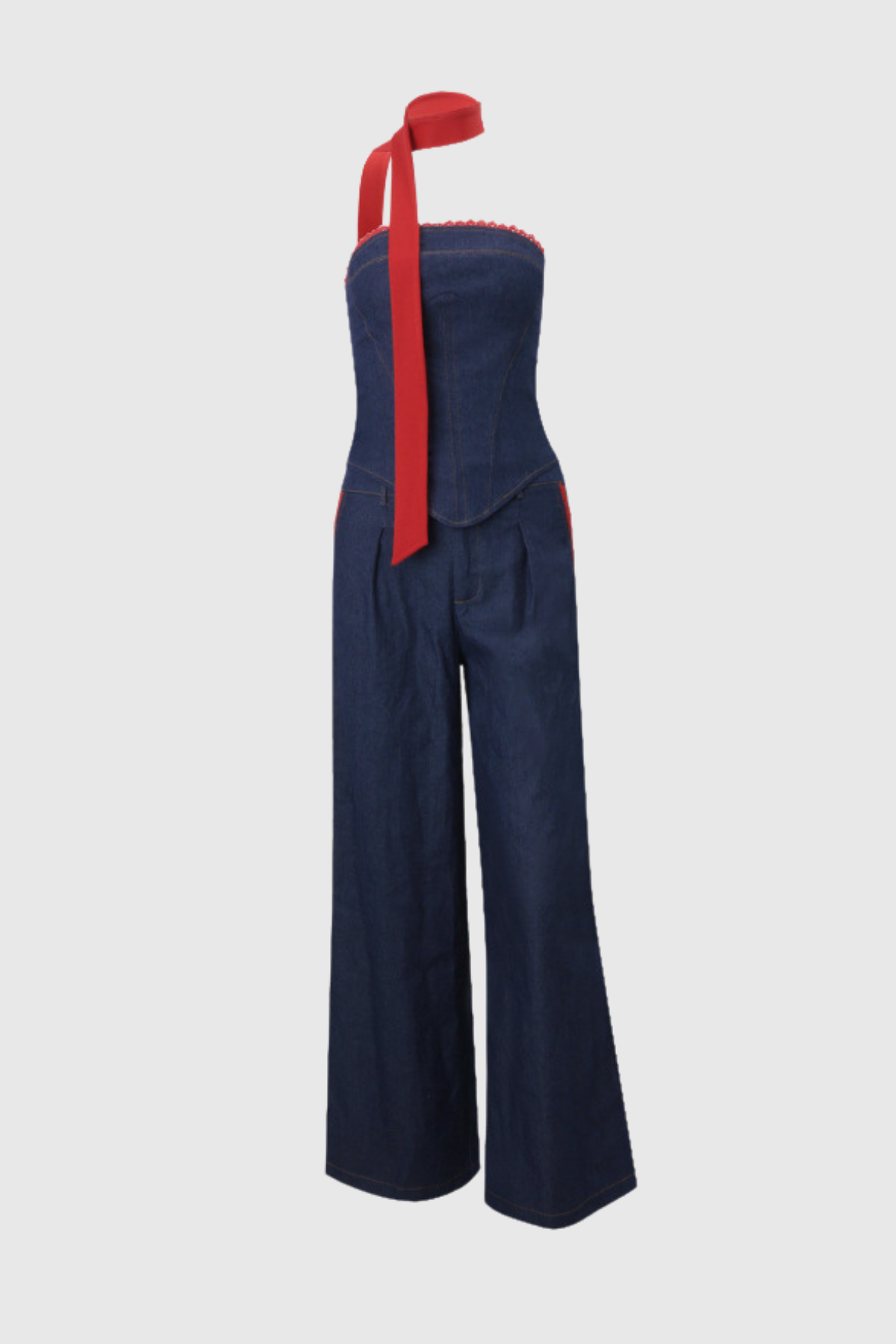 Oorja Straplez Bağcıklı Denim Set