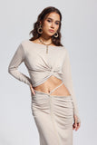 Kayısı Padget Twist Ruch Bodycon Üst