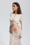 Kayısı Padget Twist Ruch Bodycon Üst