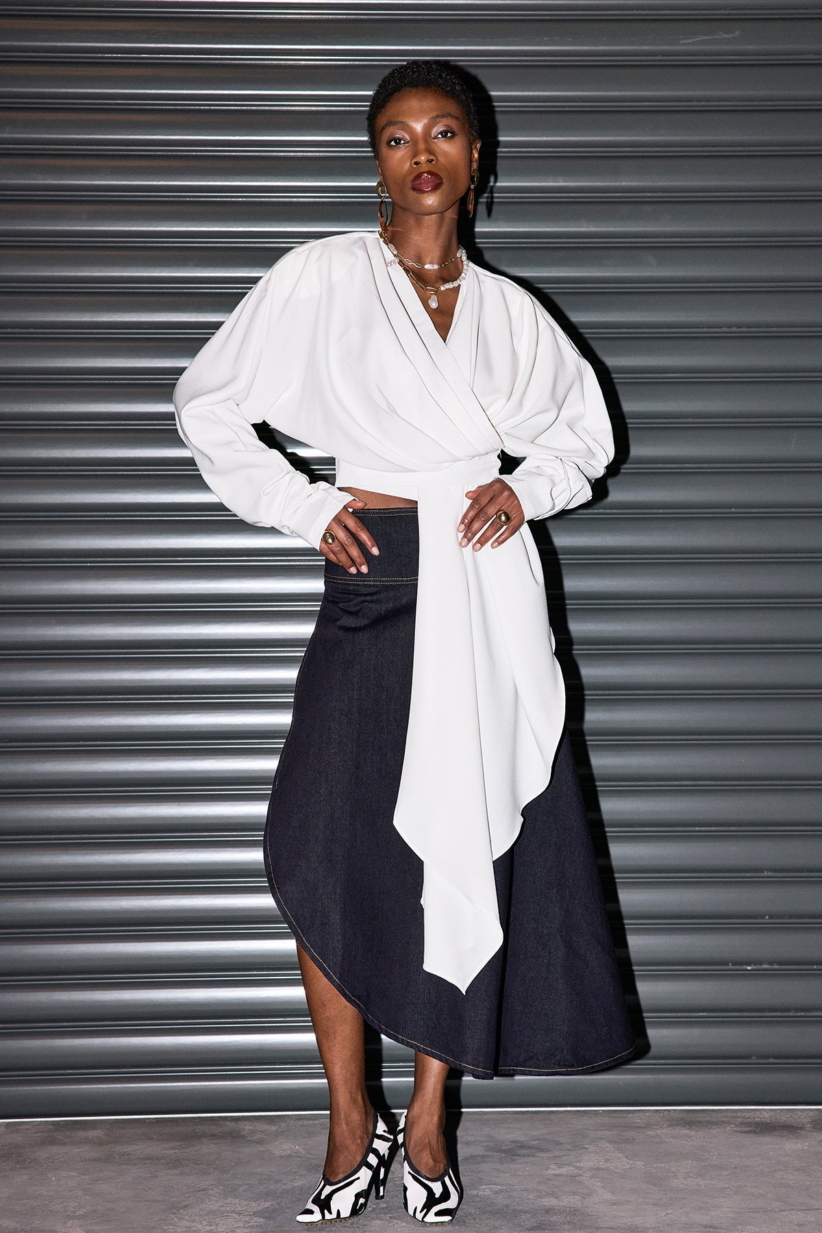 Penelope Denim Fırfırlı Asimetrik Etek