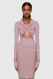 Pembe Scout Hollow Dantelli Bodycon Üst