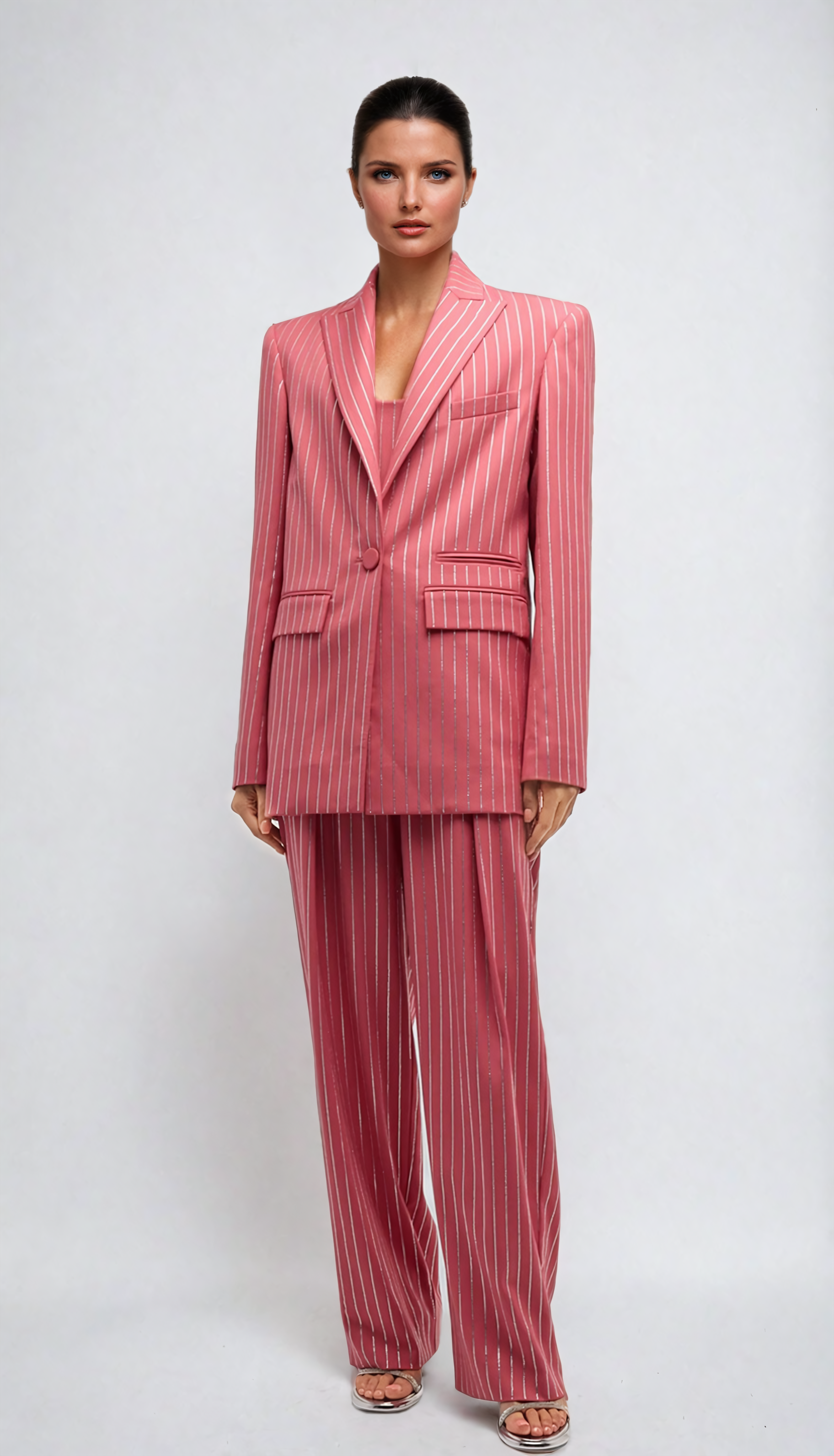 Tanya Taşlı Şerit Pembe Set