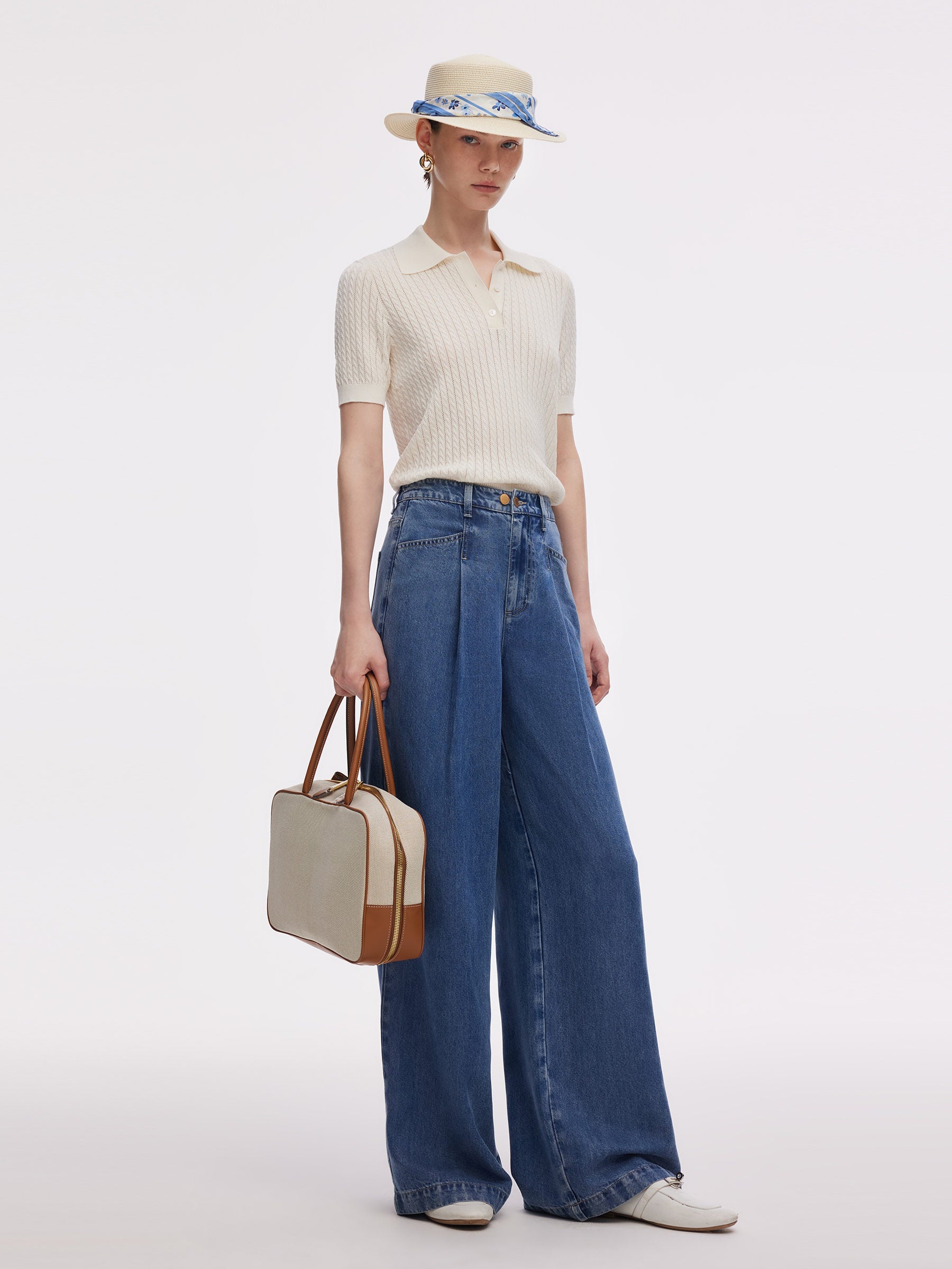 %100 Tencel Denim Kadın Ayarlanabilir Bel Kot Pantolon