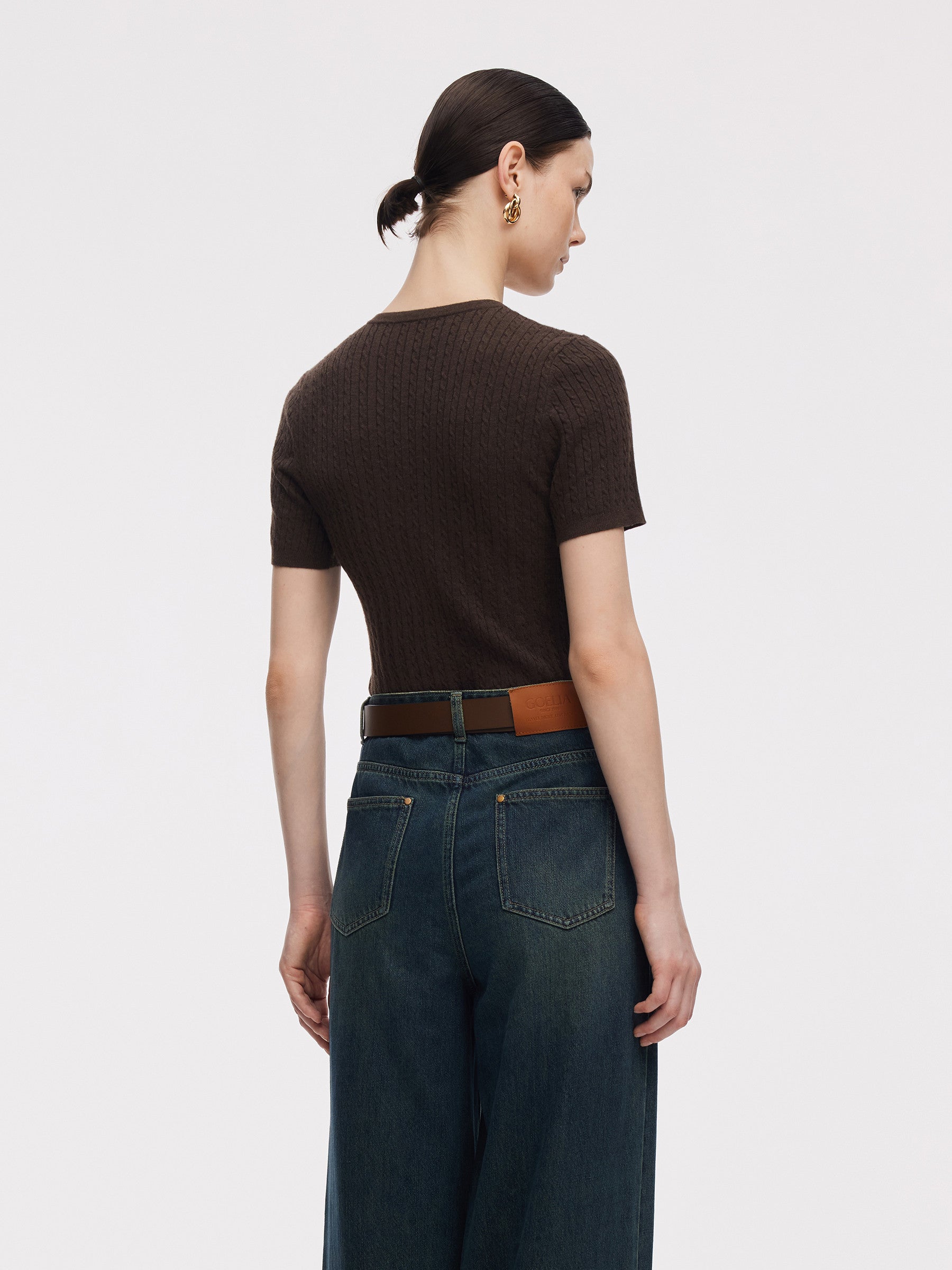 Henley Yaka Kadın Örgü Üst