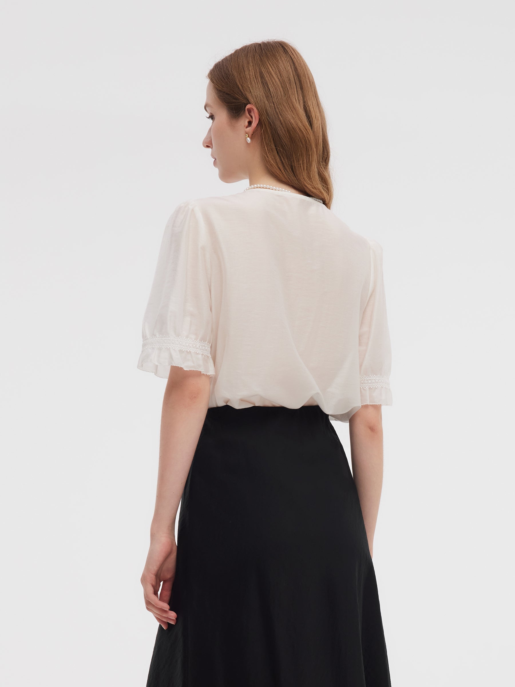 Tencel Karışımlı V Yaka Kadın Bluz