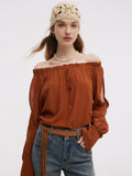 Tencel Asetat Karışımlı Kadın Omuz Açık Bluz