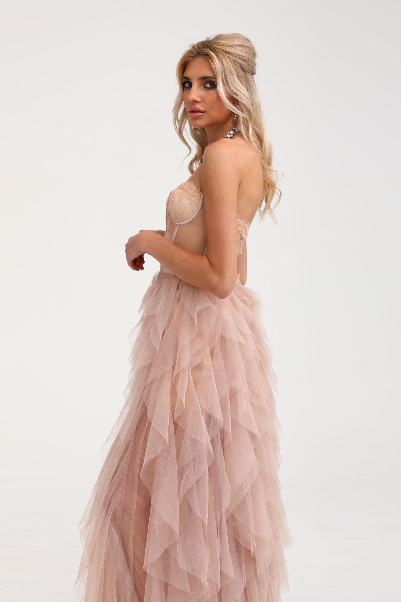 Sueña Eilís Pembe Büstiyer File Maxi Elbise