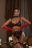 Sueña™ PASSION Üç Parça İç Giyim Takımı - Kırmızı Siyah