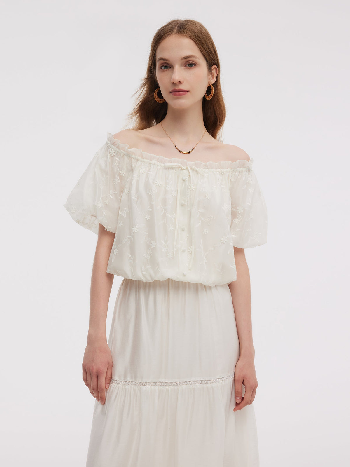 Tencel Karışımlı İşlemeli Kadın Üstü