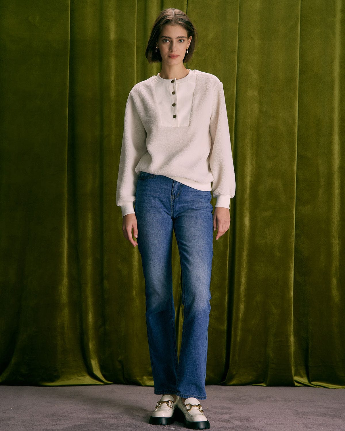 Bej Teddy Patchwork Sweatshirt