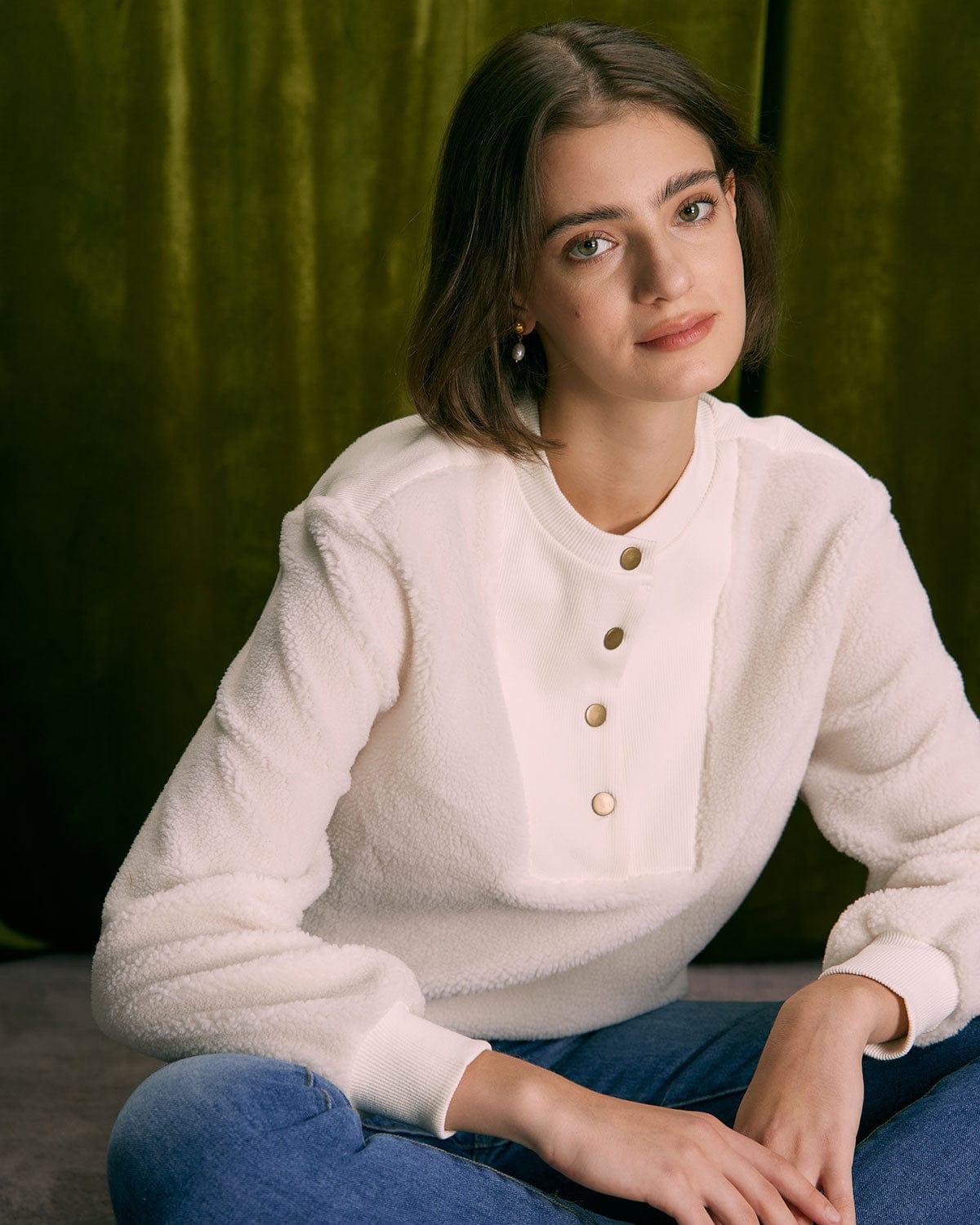 Bej Teddy Patchwork Sweatshirt
