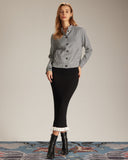 Siyah Balıkçı Yakalı Houndstooth Ceket