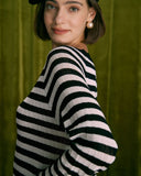 Siyah Çizgili Kloş Kollu Mini Elbise