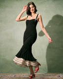 Sueña Siyah Kalp Yaka Bodycon Slip Maxi Elbise