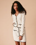 Yüksek Belli Kontrast Kesimli Argyle Örgü Etek