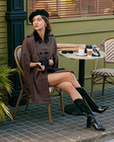 Çift Düğmeli Ekose Pelerin Palto