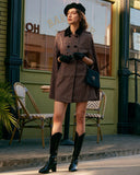 Çift Düğmeli Ekose Pelerin Palto