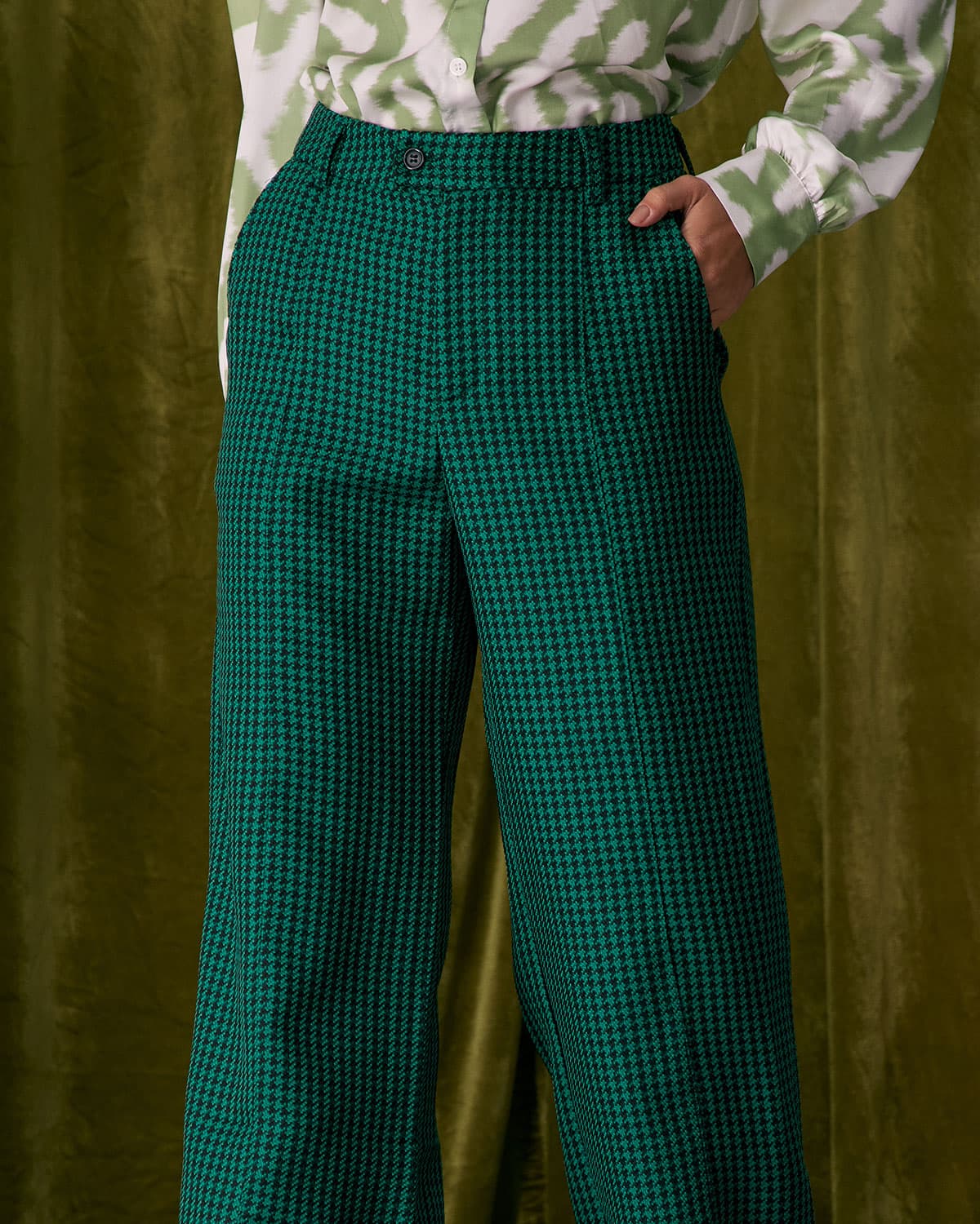 Sueña™ Yeşil Kazayağı Geniş Paça Pantolon