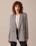 Sueña™ Kahve Yaka Kazayağı Düğmeli Blazer