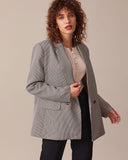 Sueña™ Kahve Yaka Kazayağı Düğmeli Blazer