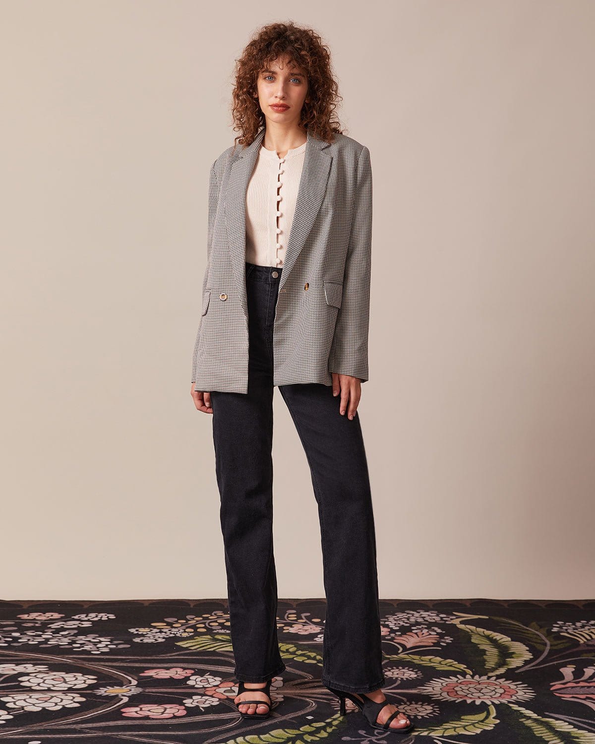 Sueña™ Kahve Yaka Kazayağı Düğmeli Blazer