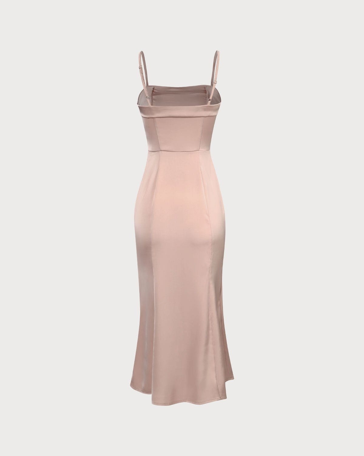 Sueña Pembe Bodycon Saten Cami Midi Elbise