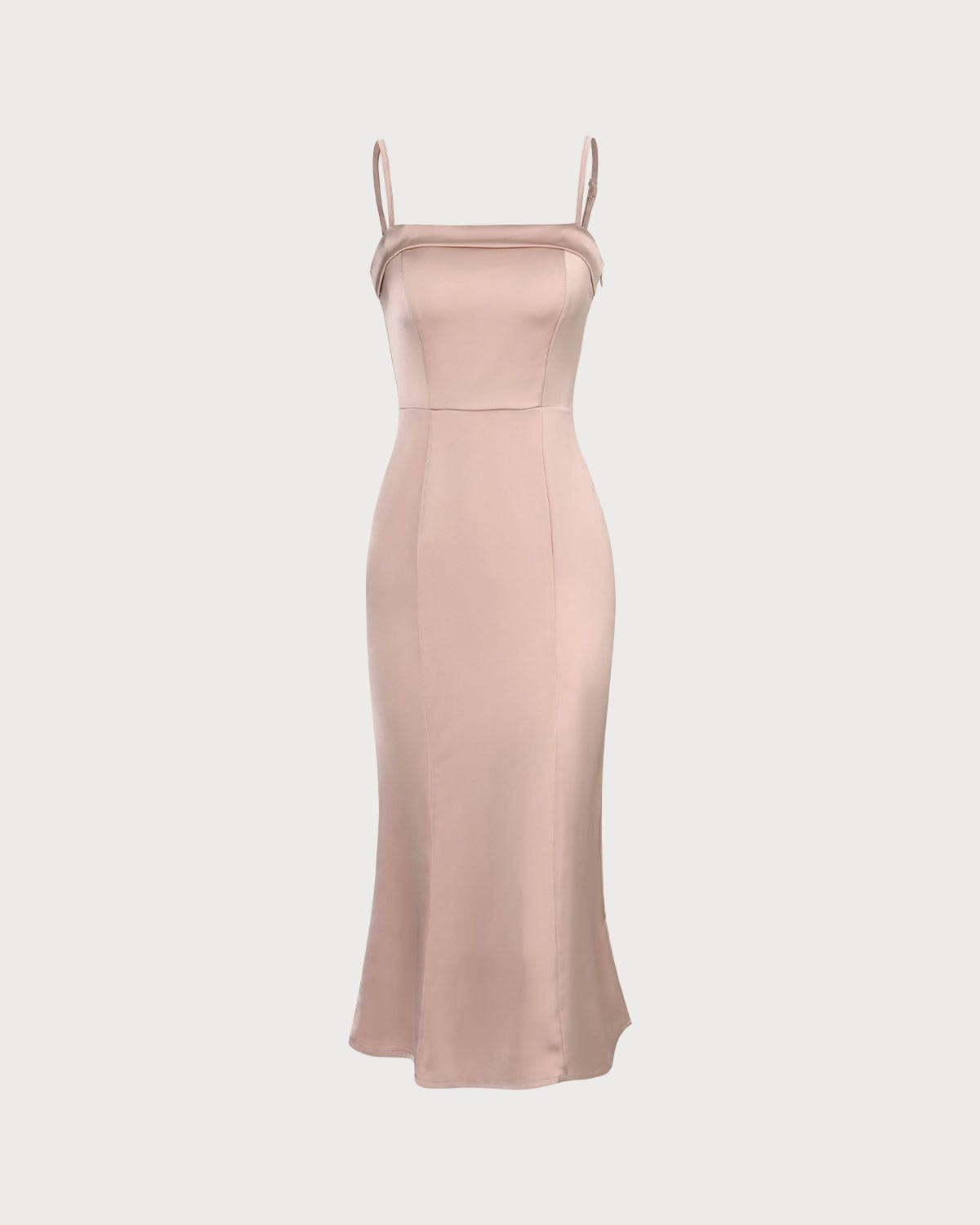 Sueña Pembe Bodycon Saten Cami Midi Elbise