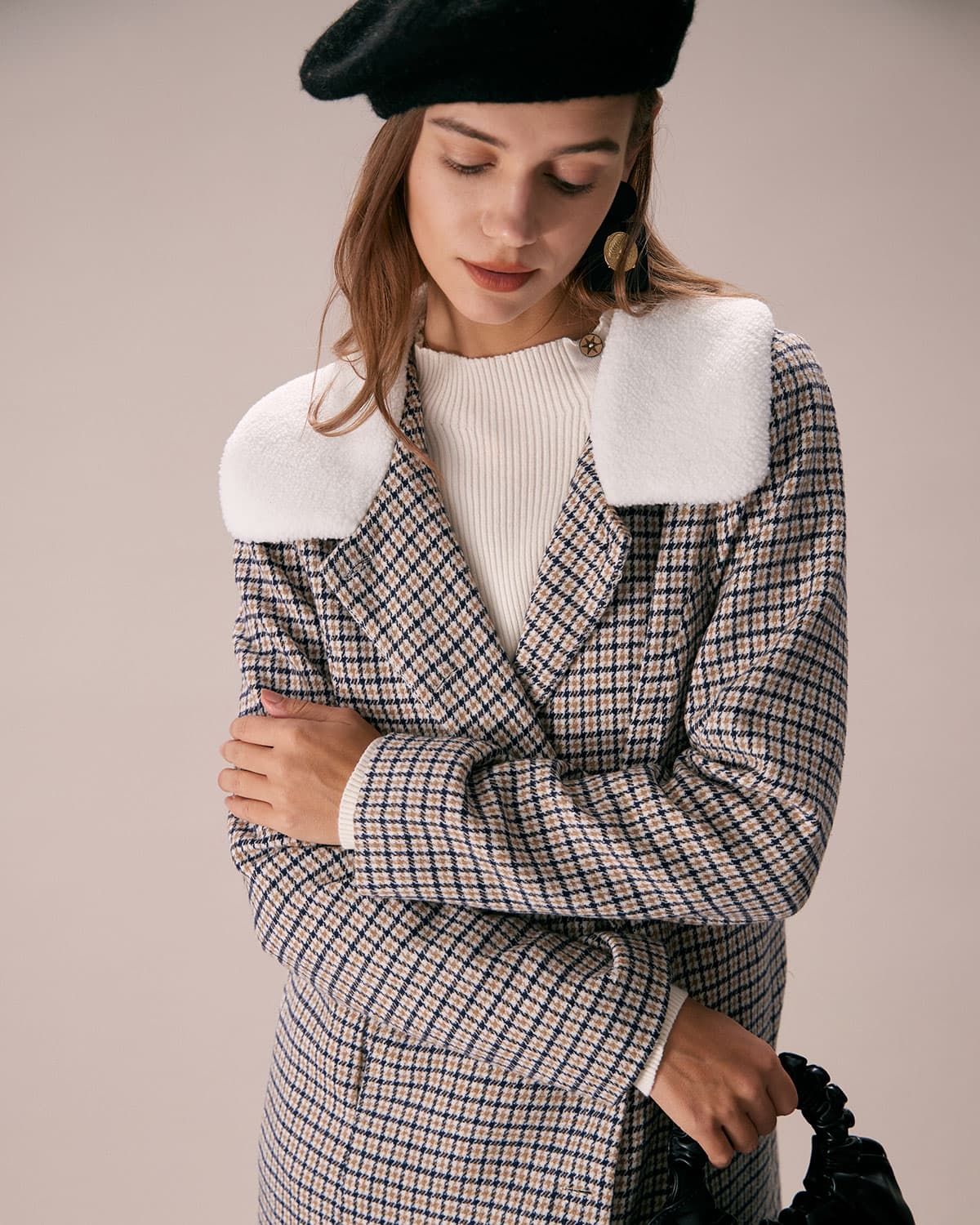 Sueña™ Haki Yaka Tek Sıra Düğmeli Ekose Blazer