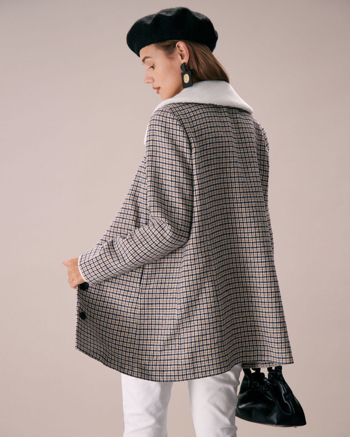 Sueña™ Haki Yaka Tek Sıra Düğmeli Ekose Blazer
