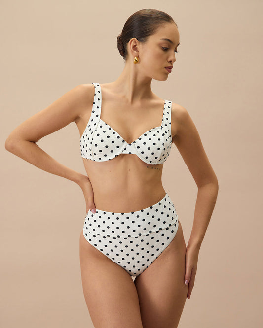 Sueña™ Beyaz Puantiyeli Balenli Bikini Üstü
