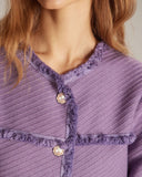 Mor Yuvarlak Yaka Tek Sıra Düğmeli Ceket