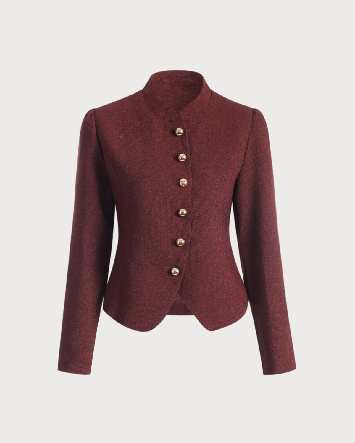 Sueña™ Bordo Retro Tek Sıra Düğmeli Tüvit Ceket