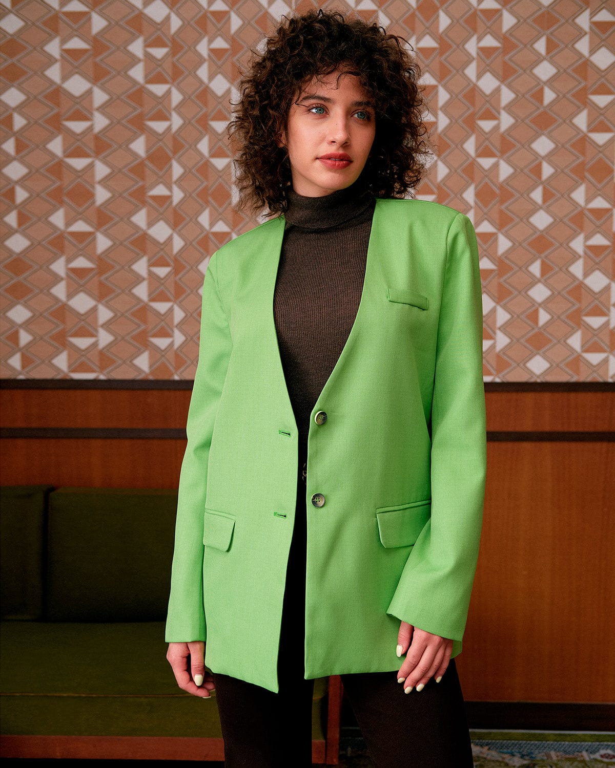 Sueña™ Düz V Yaka Düğmeli Blazer