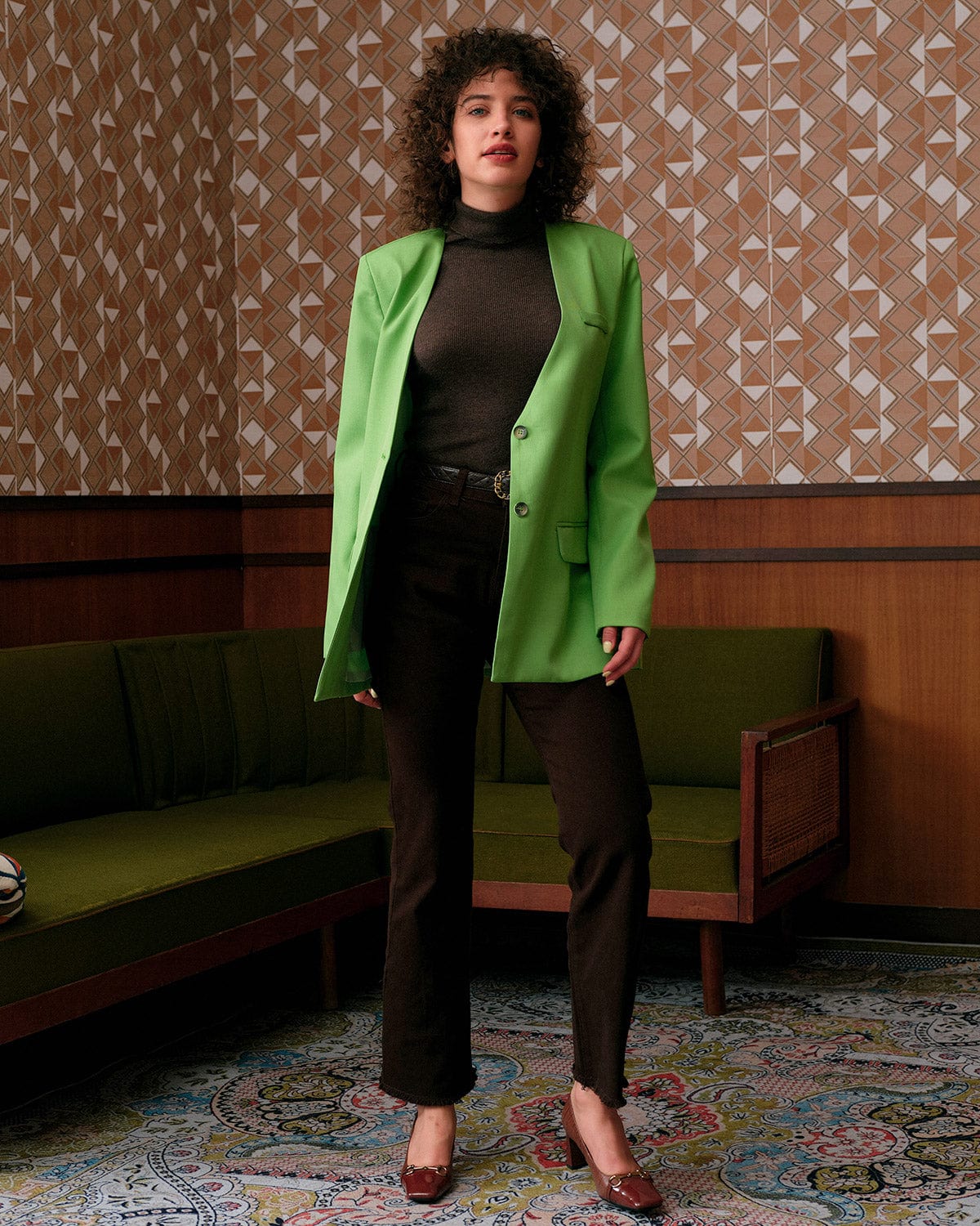 Sueña™ Düz V Yaka Düğmeli Blazer
