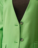 Düz V Yakalı Düğmeli Blazer