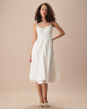 Sueña™ Beyaz Dantelli Slip Pamuk Midi Elbise