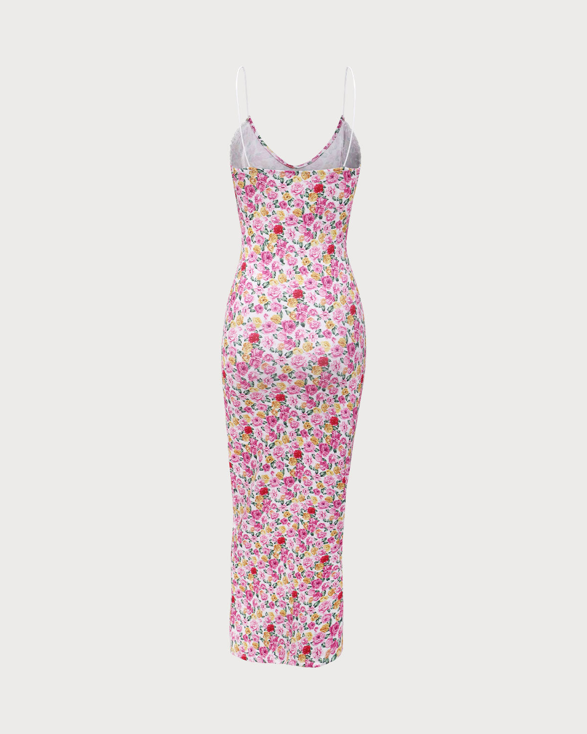 Sueña™ Pembe Çiçekli Bodycon Slip Maxi Elbise