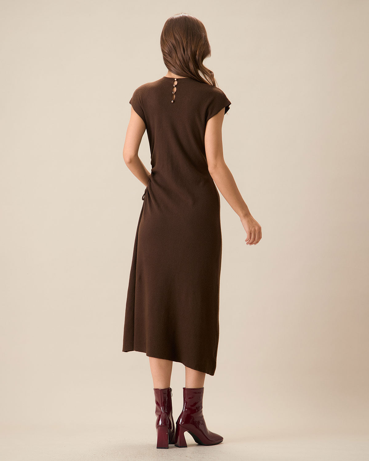 Sueña™ Kadın Kahve Bodycon Çift Taraflı Triko Elbise