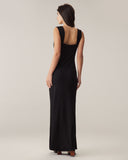 Sueña Siyah Dantelli Trompet Slip Maxi Elbise