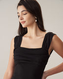 Sueña Siyah Dantelli Trompet Slip Maxi Elbise