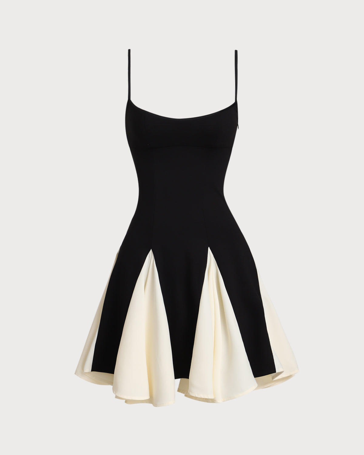 Sueña Siyah Kontrast Slip Mini Elbise