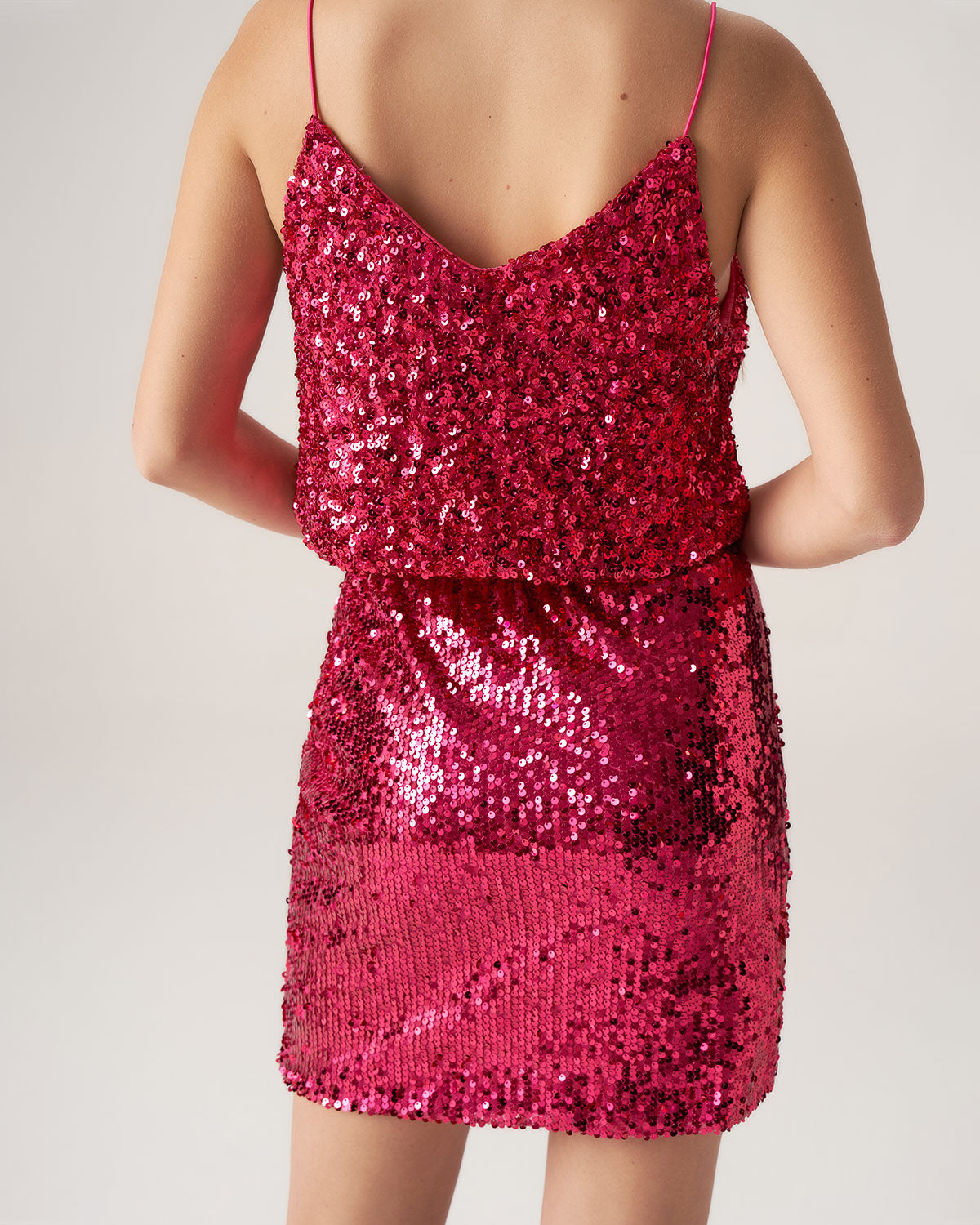 Sueña™ Bettydress-Kırmızı Payet Düz Mini Etek