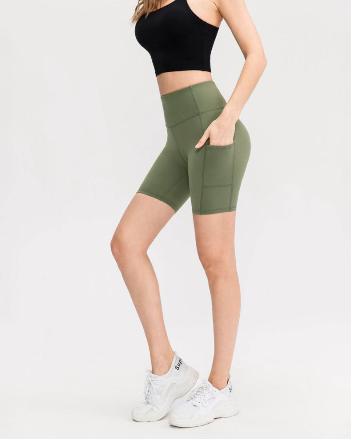 Sueña™ Yeşil Yüksek Bel Çabuk Kuruyan Yoga Şort