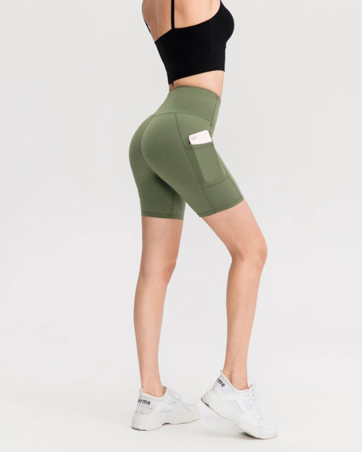 Sueña™ Yeşil Yüksek Bel Çabuk Kuruyan Yoga Şort
