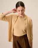 Sueña™ Kadın Haki Bisiklet Yaka Fitilli Tencel Hırka