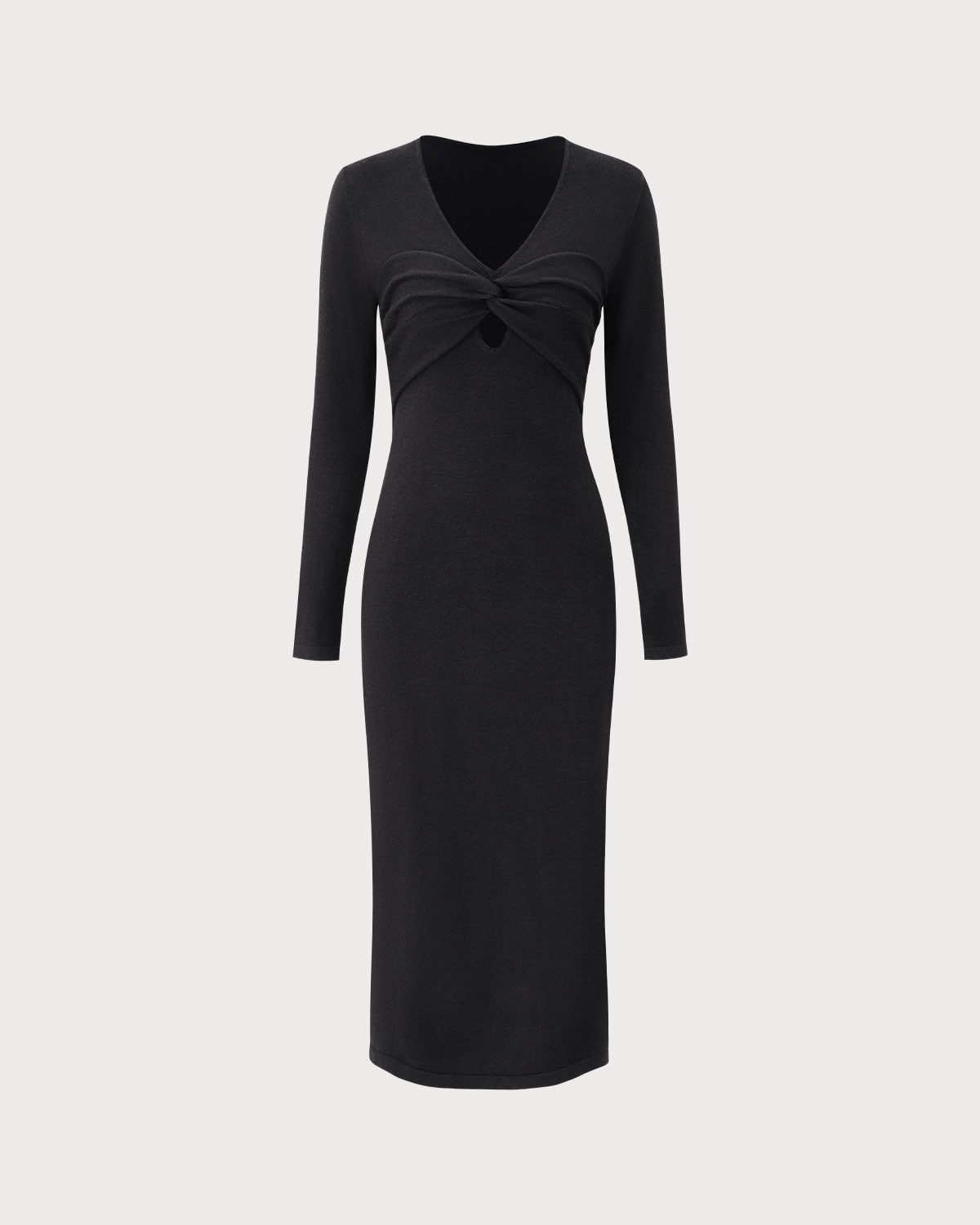 Sueña™ Siyah V Yaka Bodycon Triko Elbise