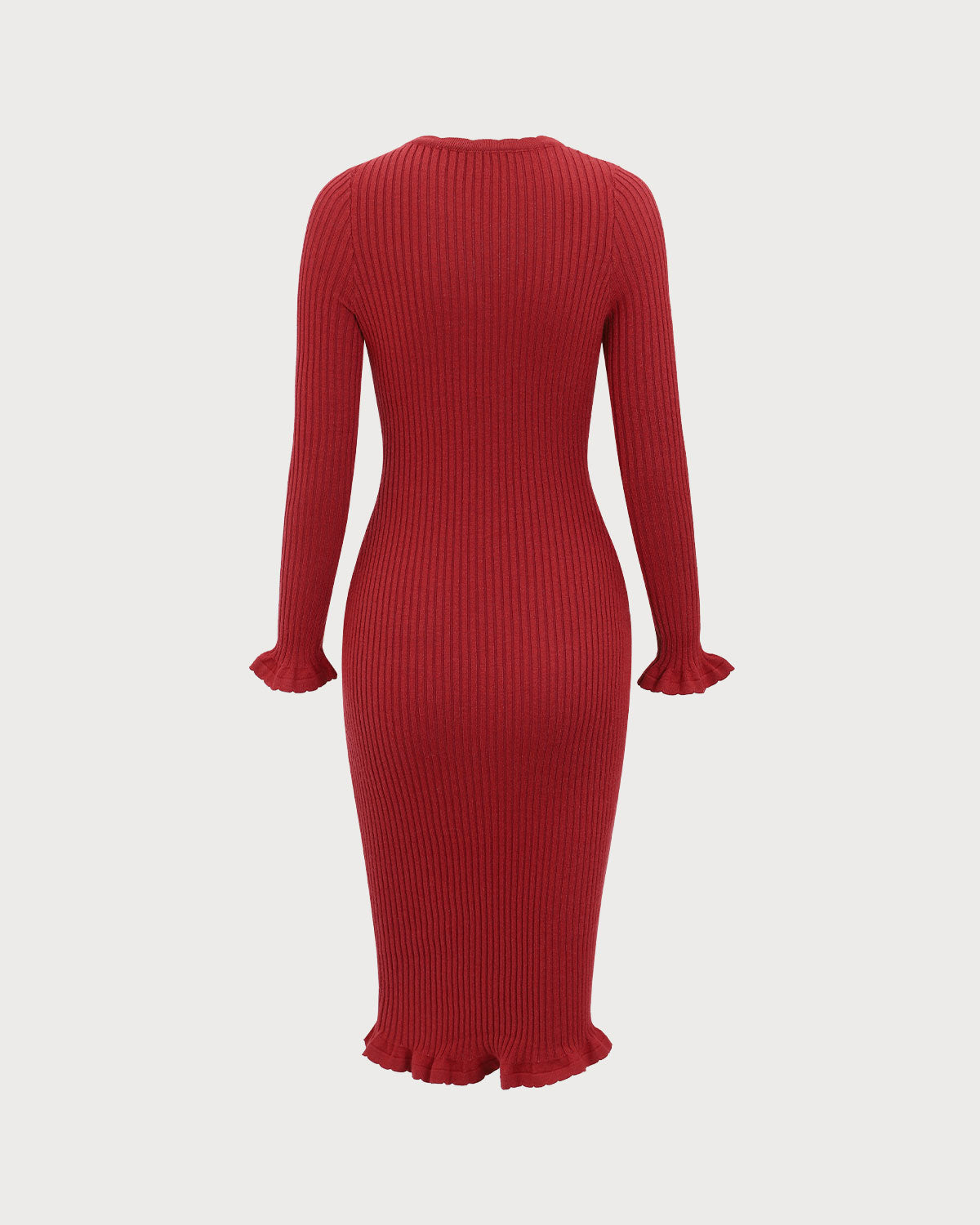 Sueña™ Kırmızı Bodycon Çan Kol Kazak Elbise