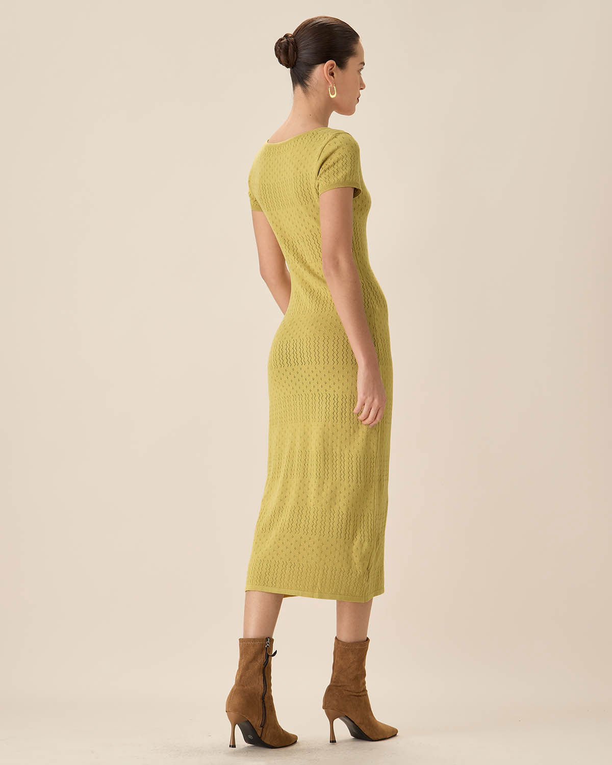 Sueña™ Yeşil Kare Yaka Bodycon Midi Elbise