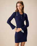 Sueña™ Kadın Lacivert Kontrastlı Bodycon Kazak Elbise